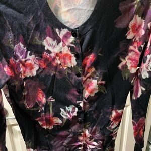 Karen Millen Floral Cardigan - Black and Pink